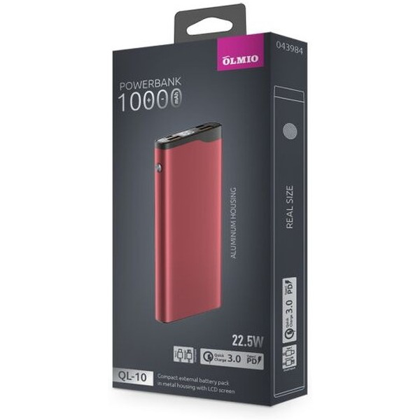 Внешний аккумулятор Olmio QL-10 10000mAh (красный)