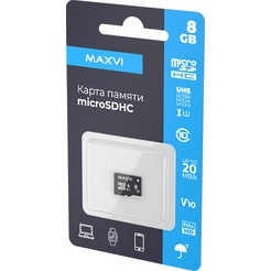 Карта памяти Maxvi МicroSDHC 8GB class 10 UHS-I (1) V10  без адаптера