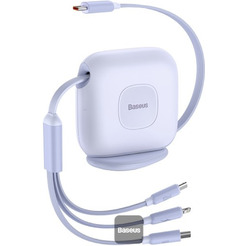 Кабель Baseus Traction Series Retractable 3 в 1 CAQY000005 (1.7 м, фиолетовый)