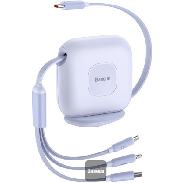 Кабель Baseus Traction Series Retractable 3 в 1 CAQY000005 (1.7 м, фиолетовый)