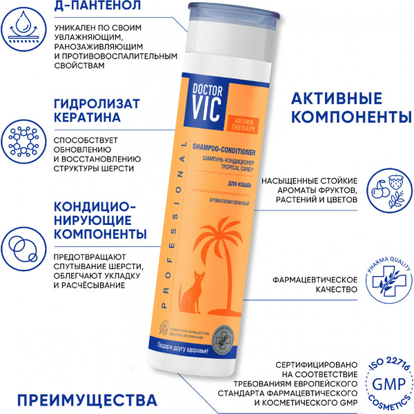 Шампунь для животных Doctor VIC Tropical Candy для кошек (250мл)