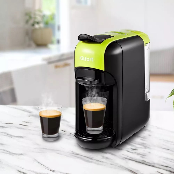 Кофеварка Kitfort КТ-7105-2 (черно-салатовая)