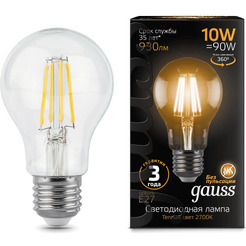 Лампа светодиодная филаментная GAUSS А60 10W 2700K E27