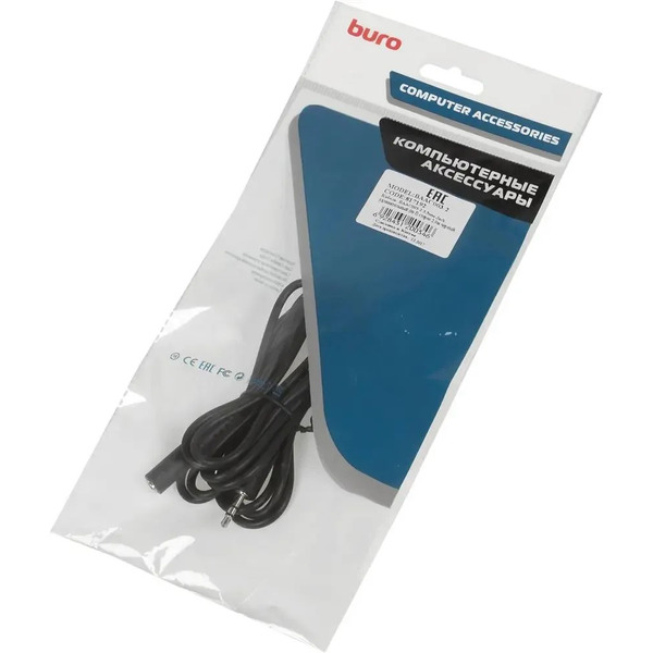 Кабель-удлинитель аудио Buro Jack 3.5 (m) - Jack 3.5 (f) (2м, черный)