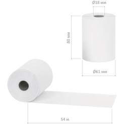 Чековая лента BRAUBERG 110881 80мм(диаметр 61мм, длина 54м, втулка 18мм), 6 шт.