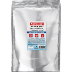 Пакет Дой-Пак с замком BRAUBERG 700687 (метал+прозрач. стенка, 200х300+50мм, 100шт, 70 мкм)