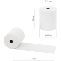 Чековая лента BRAUBERG 115376 80мм(диаметр 60мм, длина 50м, втулка 12мм), 60 шт.