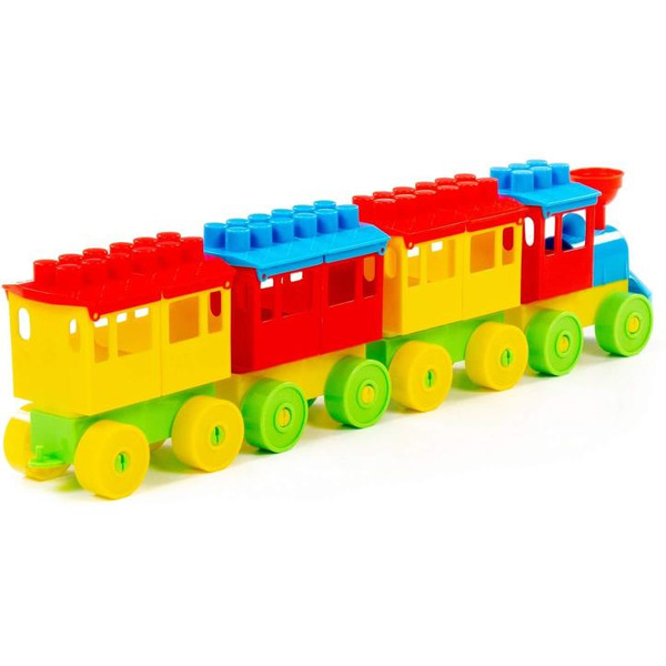 Конструктор Полесье 2051 Паровоз с тремя вагонами