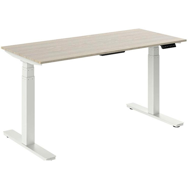 Стол для работы стоя WellDesk Flagman с электроприводом 28мм (ясень шимо, белый)