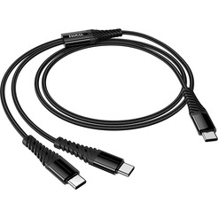 Зарядный кабель Hoco X123 Victory 2-в-1 USB-C to USB-C + USB-C (черный)