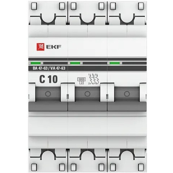 Выключатель автоматический EKF PROxima 3P 10А (C) 6кА ВА 47-63