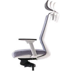 Кресло BESTUHL J1 (белая рама, спинка-сетка, сиденье-ткань, крест.-пластик, серый)