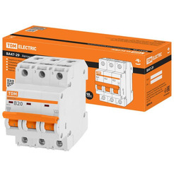 Выключатель автоматический TDM ВА 47-29 3Р 20А (В) 4.5кА SQ0206-0043