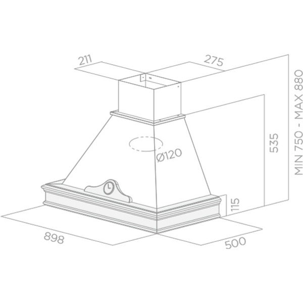 Кухонная вытяжка Elica Oretta WH/A/90