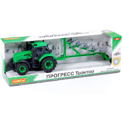Трактор Полесье Прогресс с плугом 91307 (зеленый)