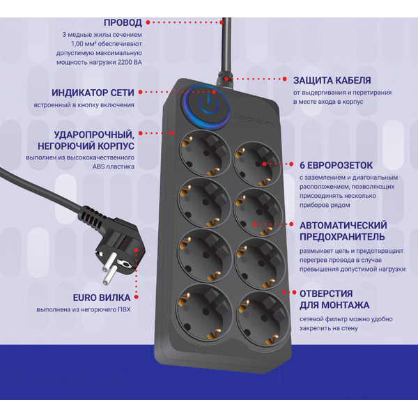Сетевой фильтр Ippon BK-8-EU-3-10-B