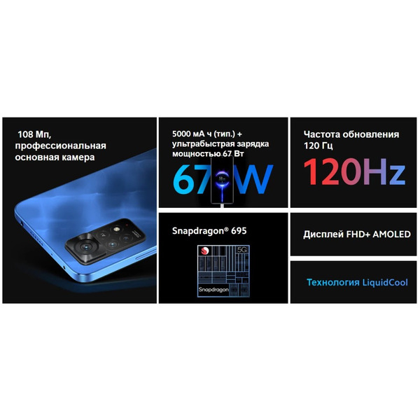 Смартфон Xiaomi Redmi Note 11 Pro 5G 8GB/128GB Atlantic Blue EU