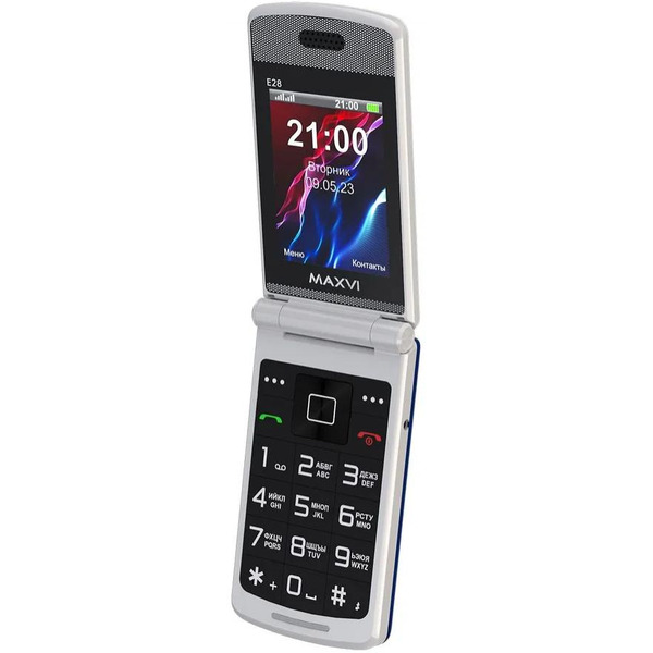 Кнопочный телефон Maxvi E28 + ЗУ WC-11 (синий)