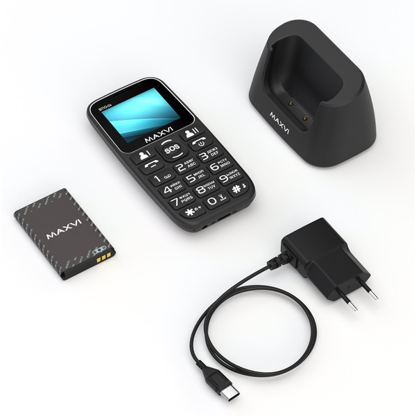Мобильный телефон Maxvi B110ds +ЗУ WC-112 (черный)