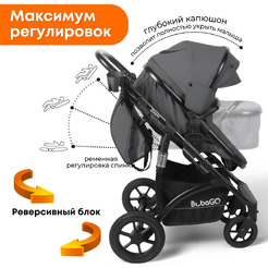 Коляска детская BubaGo Zoom BG 196-2 (3в1, темно-серый)