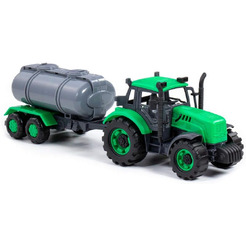 Трактор Полесье Прогресс с прицепом-цистерной инерционный (зелёный) 94636