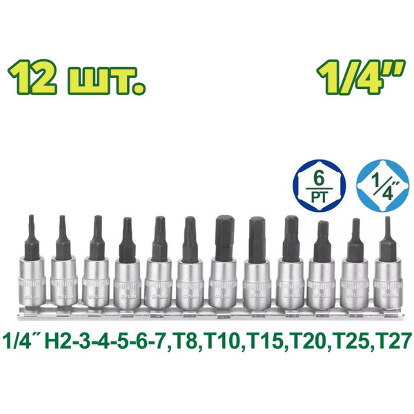 Набор торцевых головок-бит DYLLU DTST2414 (12 шт)