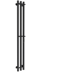 Полотенцесушитель электрический Маргроид Ferrum Inaro СНШ 150×6×12 (черный матовый, скрытого монтажа, таймер справа, 6 крючков)