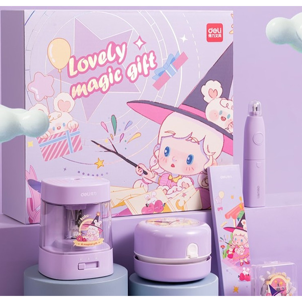 Набор канцелярский DELI 33303BPURPLE (карандаши, точилка, пылесос, ластик)