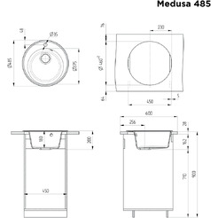 Мойка кухонная Maunfeld Medusa 485 MFQS-485DGR (темно-серый)