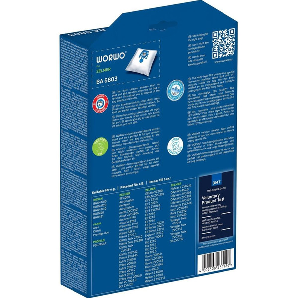 Комплект пылесборников WORWO BA5803 (ZELMER, BOSCH BWD4)