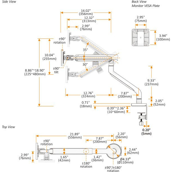 Кронштейн для монитора Ultramounts UM725W (белый)
