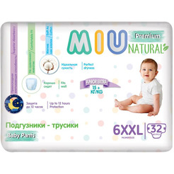 Трусики-подгузники MIU Premium Natural 6XXL Junior Extra (32 шт)