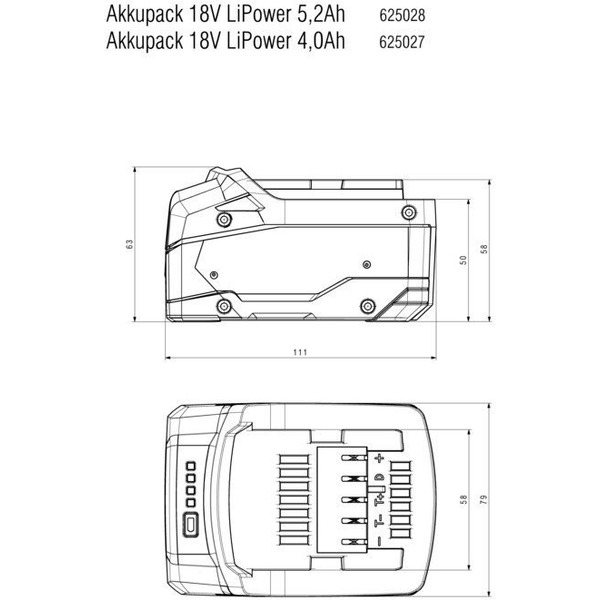 Аккумулятор Metabo 625028000 (18В/5.2 Ah)