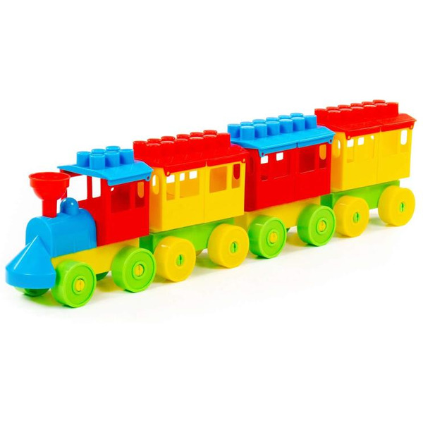 Конструктор Полесье 2051 Паровоз с тремя вагонами