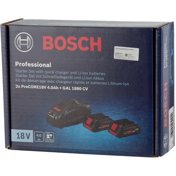 Набор аккумуляторов для электроинструмента Bosch ProCORE 18V 4 Ah с зарядным GAL 1880 C Professional (1600A016GF)
