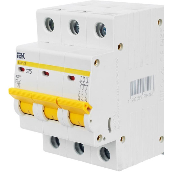 Выключатель автоматический IEK ВА47-29 25А 3Р 4,5кА С MVA20-3-025-C