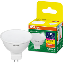 Лампа светодиодная OSRAM Value MR16 5W 2700K GU5.3 FR 12V