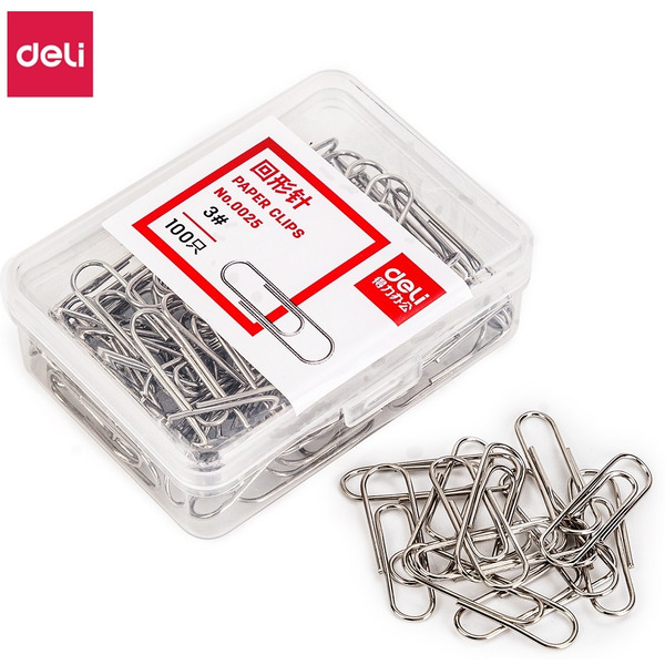 Скрепки DELI никелированные (100 шт) 0025