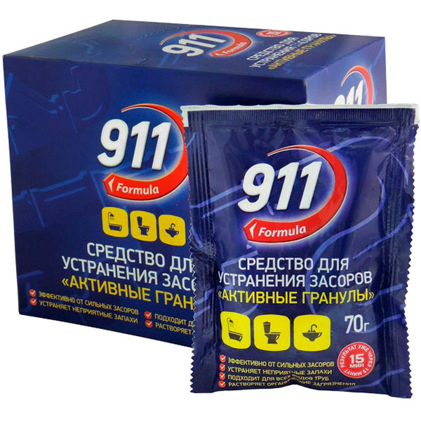 Средство для устранения засоров 911 Formula Активные гранулы саше (10x70г)