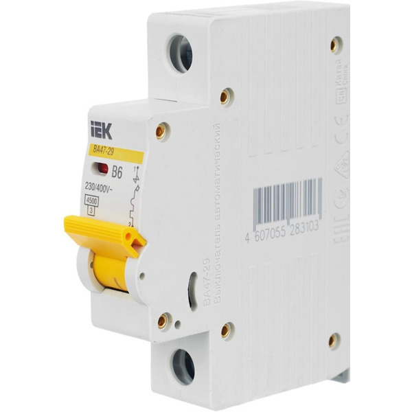Выключатель автоматический IEK ВА47-29 1Р 6А 4.5кА В MVA20-1-006-B