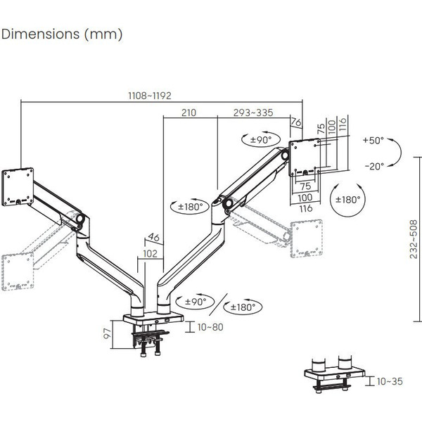 Кронштейн для монитора ErgoSmart Heavy-Duty Spark DBL