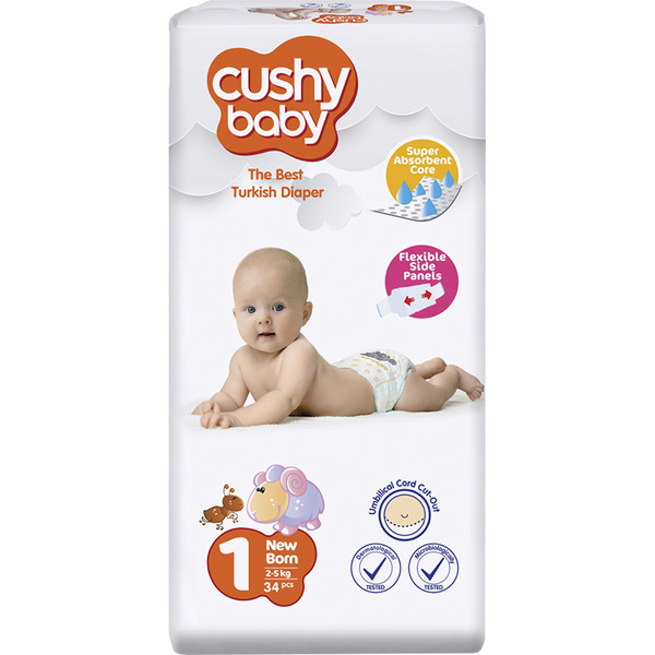 Подгузники Cushy Baby Newborn Eco Pack (34шт)