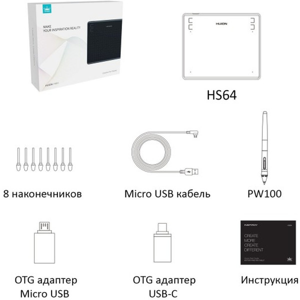 Графический планшет Huion HS64