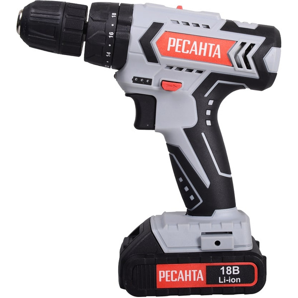 Дрель-шуруповерт Ресанта ДА-18-2ЛК-У (75/14/6) (с 2-мя АКБ, кейс)