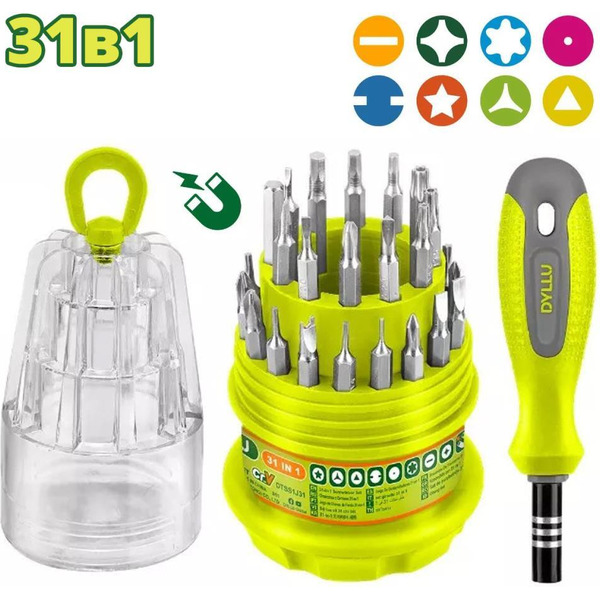 Отвертка с набором бит DYLLU DTSS1J31 (31 предмет)