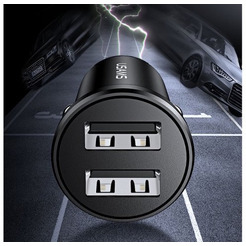 Автомобильное зарядное USAMS US-CC114 C20 2.4A Dual USB CC114TC01 (черный)