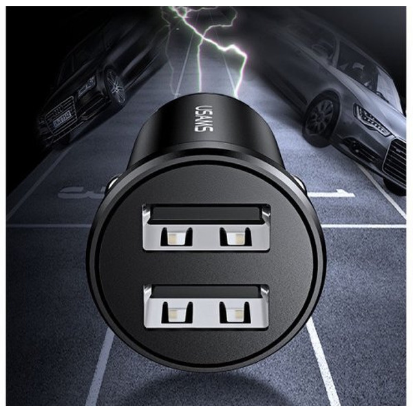 Автомобильное зарядное USAMS US-CC114 C20 2.4A Dual USB CC114TC01 (черный)