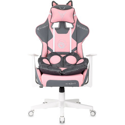 Кресло игровое Бюрократ Knight Catzy (экокожа, серый/розовый)