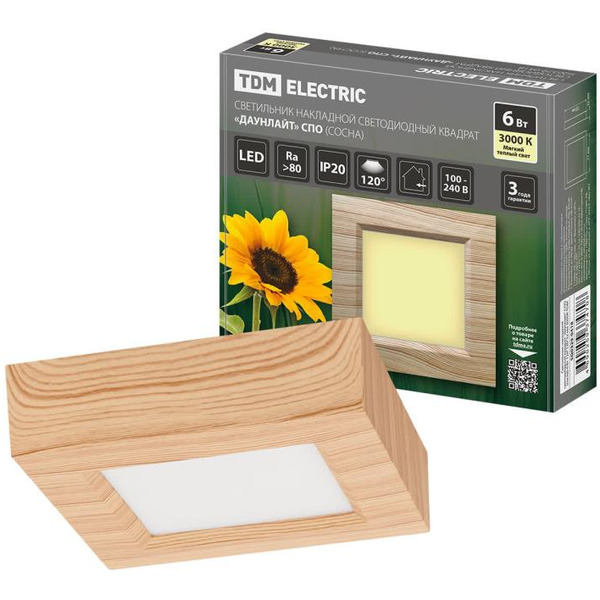 Светильник TDM "Даунлайт" СПО (сосна) 6 Вт 3000К SQ0329-0418