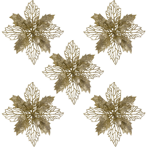 Украшение ёлочное ЗОЛОТАЯ СКАЗКА Цветок с клипсой 592603